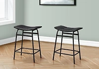 Monarch Specialties  Tabouret De Bar, Hauteur Du Comptoir, Ensemble De 2, Cuisine, Aspect Cuir Noir, Métal Noir, Contemporain, Moderne