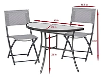 Sunmate Casual 3pc Bistro Set Mobilier à manger extérieur de style contemporain