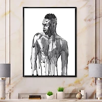 Designart Handsome African Man Portrait On White I FLOAT FRAME WALL ART