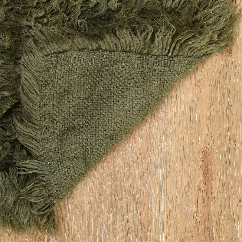 3A Flokati 2000gr 9' x 12' Area Rug, Olive
