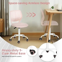 Chaise de bureau pivotante réglable Homy Casa avec assise rembourrée pour bureaux d'étude en dortoir, tissu rose