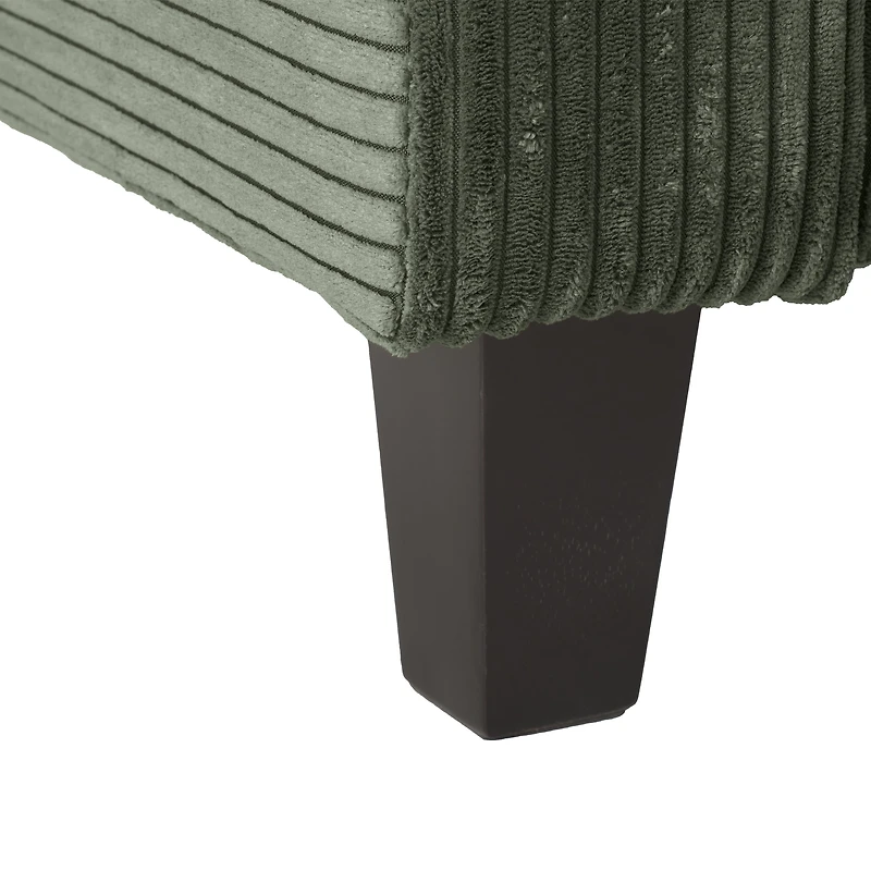 CorLiving Alton Green Corduroy Upholstered 3 Seater Sofa with Wood Legs