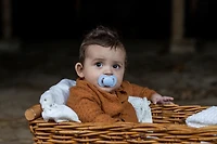 Lullaby Planet Pacifiers 2 Pack | Adorable Round Latex Design | Functional Fashionable & Comfortable Design | Ice Blue & Misty Grey | 0-6 Months