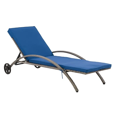 CorLiving Parksville Resin Wicker Outdoor Patio Sun Lounger Chair with Cushions