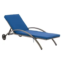 CorLiving Parksville Resin Wicker Outdoor Patio Sun Lounger Chair with Cushions