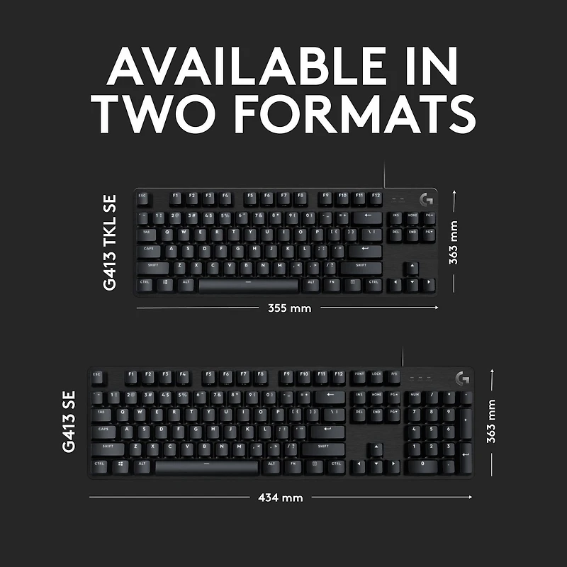 Logitech G413 SE Clavier Gaming Mécanique Grande Taille - Rétroéclairé avec Switches Mécaniques Tactiles