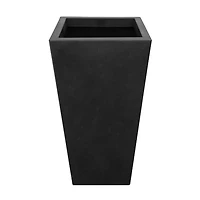 Tierra Verde Très grand pot carré classique effilé Sonata à réserve d'eau 18" L x 36" H - Noir, Intérieur/Extérieur