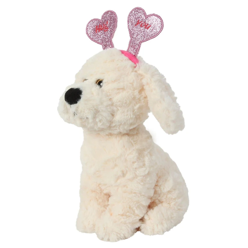 Une façon de célébrer la Saint-Valentin un chien avec un serre-tête en peluche
