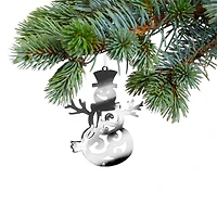 Christmas Flat Silver Metal Ornament Snowman - Set of 12