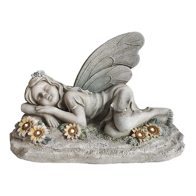 Angelo Décor Sleeping Angel with Flowers Solar Statue
