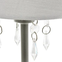Simple Designs Table Lamp with Fabric Shade and Hanging Acrylic Beads