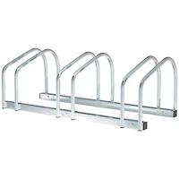 HOMCOM 3-Bike Bicycle Floor Parking Rack Cycling Storage Stand Silver