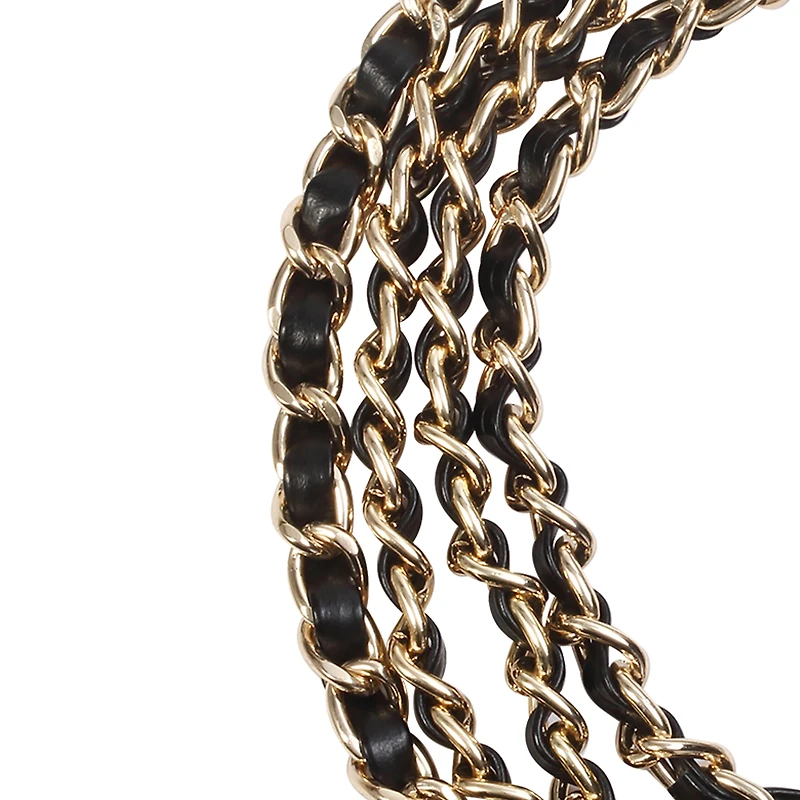 Artikl Vegan Leather & Metal Chain Crossbody Phone Strap - Black & Gold, Black & Gold, Univeral Crossbody Phone Strap