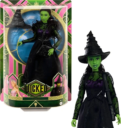 Universal Pictures Wicked Elphaba Fashion Doll & Accessories with Green Skin, Braided Black Hair, Posability & Removable Ballroom Look, Ages 4Y+
