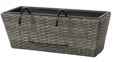 Jardinière de balcon en rotin polyrotin de 20 po - Gris