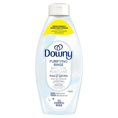 Downy Rinse & Refresh Free & Gentle Laundry Odour Remover and Fabric Softener, Fragrance Free, No Dyes or Heavy Perfumes, 1.43 L