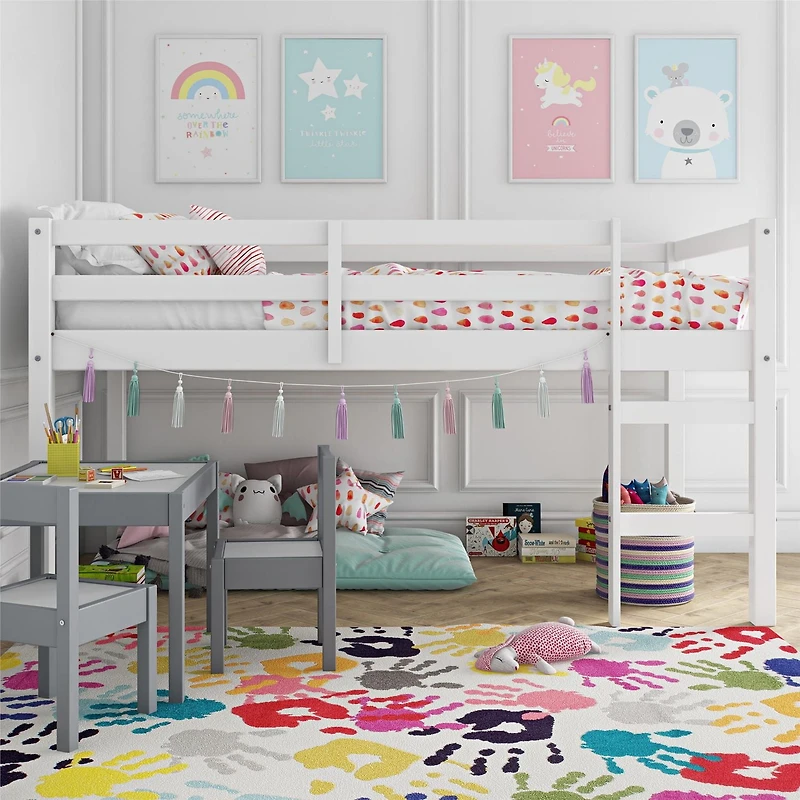 DHP Milton Junior Twin Size Wooden Loft Bed for Kids