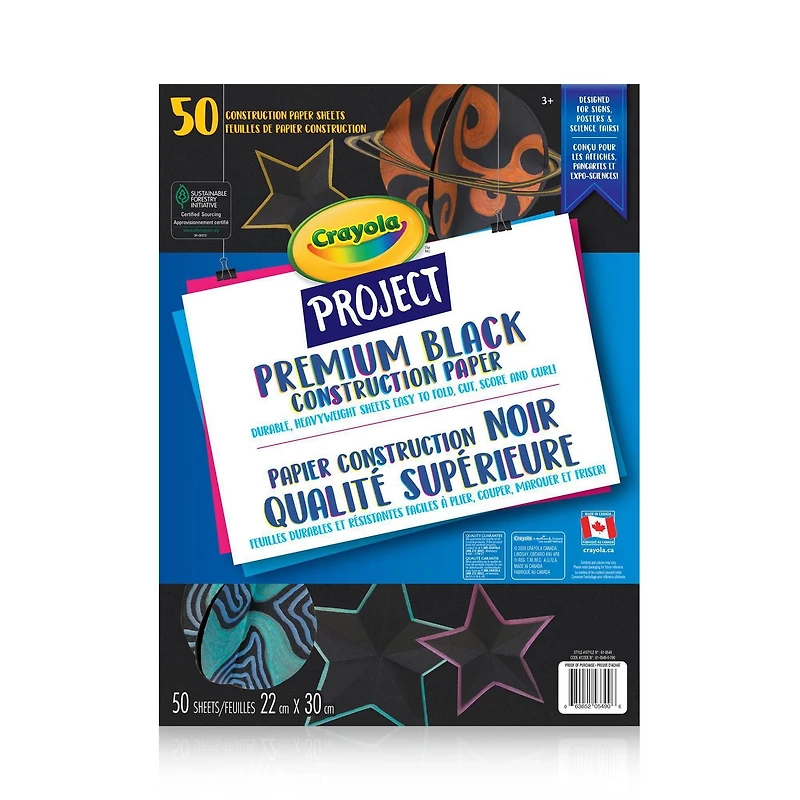 Papier construction Crayola Project de première qualité Noir - 50 feuilles Papier construction de première qualité