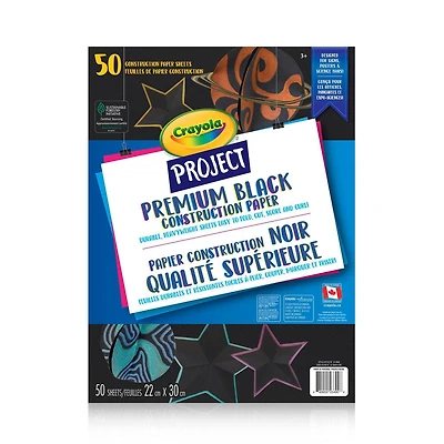 Papier construction Crayola Project de première qualité Noir - 50 feuilles Papier construction de première qualité