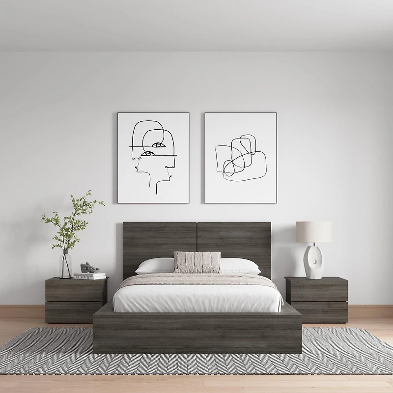 James 4-Piece Bedroom Set with Bed, Headboard and 2 Nightstands