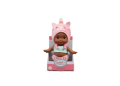 Mini Poupée Bébé “My Sweet Baby” de 5,5 pouces, "Les tout-petits à la mode", Thème licorne, teint foncé