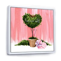 Designart Heart Shaped Valentine House Plant FLOAT FRAME WALL ART