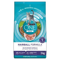 Purina ONE +Plus Hairball Formula Chicken, Dry Cat Food 3 kg, 3 kg