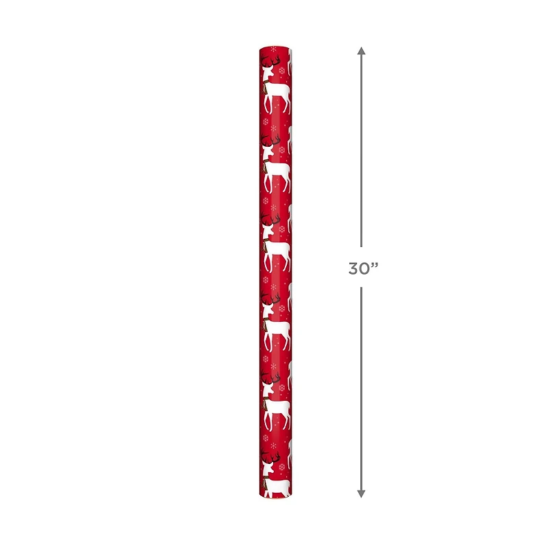 Hallmark Reversible Christmas Wrapping Paper (Reindeer and Holiday Plaid)
