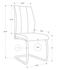 Monarch Specialties Chaise, Lot De 2, Côté, Rembourré, Cuisine, Salle À Manger, Pu D'aspect Cuir, Métal, Gris, Noir, Contemporain, Moderne