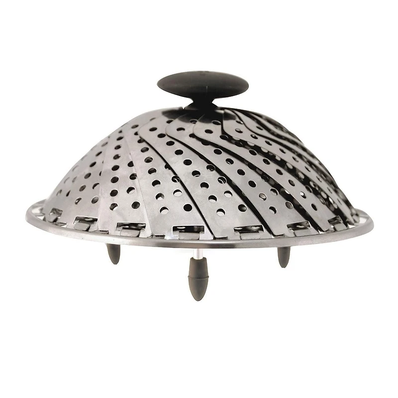 Starfrit Marguerite à Légumes en AcierIinoxydable, Repliable, Poignée Amovible et Extensible, Pieds en Silicone, Compatible avec le Lave-Vaisselle