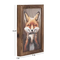 DesignOvations Emry Happy Fox Tea Cup Framed Art, 10.25in H x 8.38in W x 1.08in D