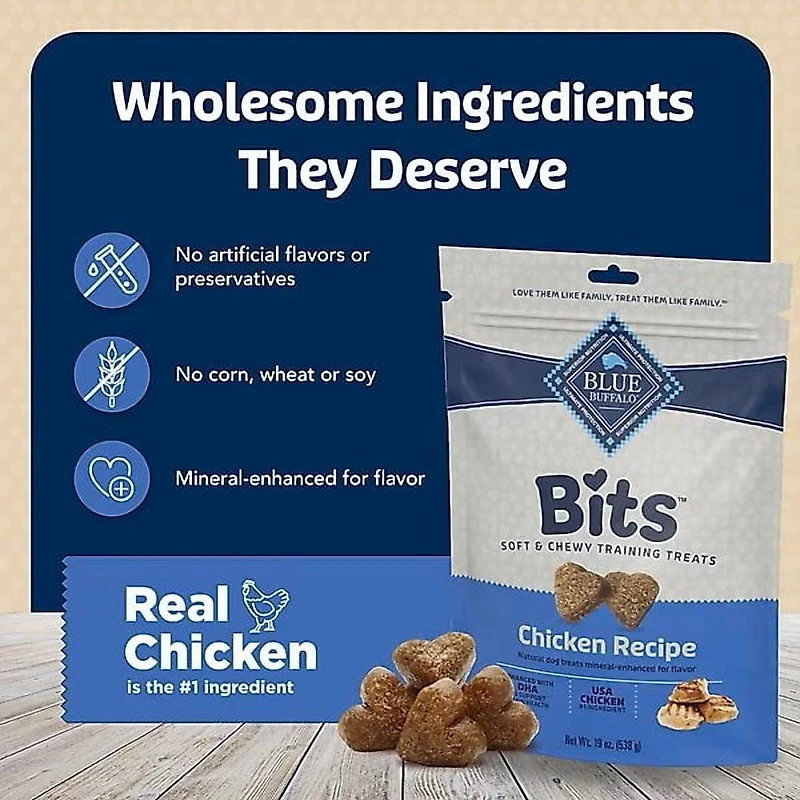 Blue Buffalo Bits Soft Dog Treats for Training, Chicken Recipe 4-oz bag, 113g