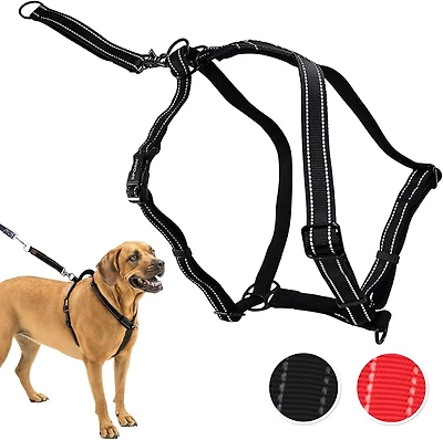 Ultimate Control Dog Harness Large Sized Dog, Black Nylon Large Dog Harness with Detachable Accessory Handle & Leash Extension, No Pull Dog Harness by Sporn