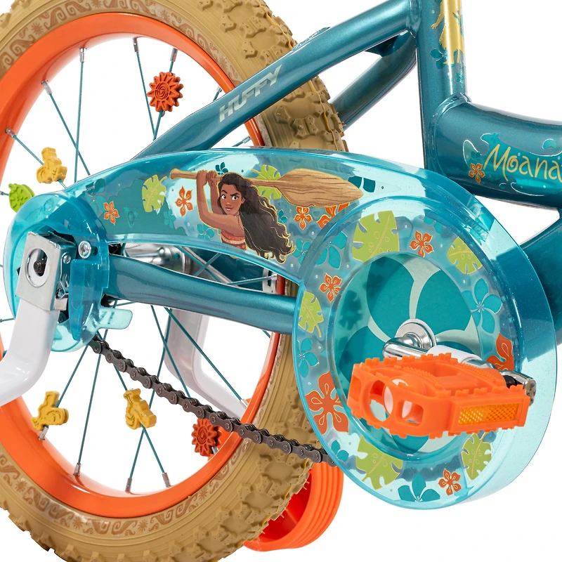 Huffy 16-inch Disney Moana Bike for Girls with Training Wheels, Crystal Blue, 4-6 years old