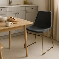 Homy Casa Set of 2 Modern Dining Chairs with Upholstered Seats and Metal Legs, Grey