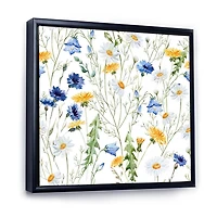 Designart Wildflowers Chamomile and Clover Bell II FLOAT FRAME WALL ART