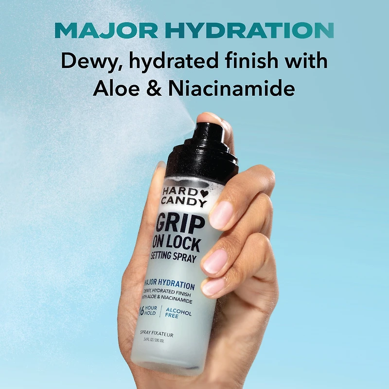 Hard Candy Grip On Lock Vaporisateur fixateur, sans alcool, tenue pendant 16 heures, fini rosé, hydratant