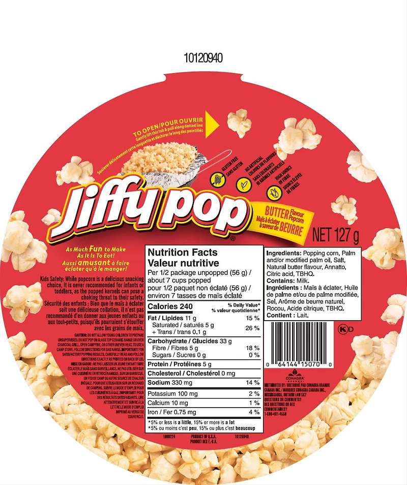 Jiffy® Pop Buttered Popcorn, 127 g