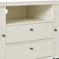 Corliving Hikari Sideboard Buffet Cabinet with 2 Sliding Doors, Sideboard with Open and Close Storage, Accent Sideboard for Dining Room, Living Room, White