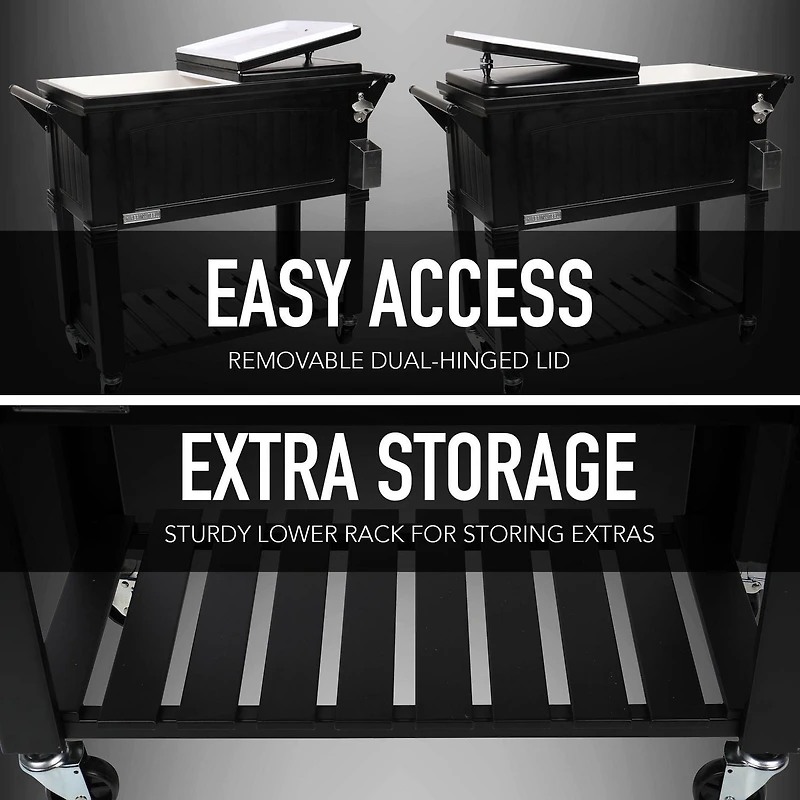 Permasteel Refroidisseur de Patio de Style Antique 80QT - Noir