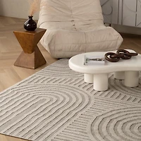 Rug Branch Hogar Abstract Indoor Outdoor Area Rug, Grey Cream, Modern - Living Room, Bedroom, Dining Room, and Kitchen