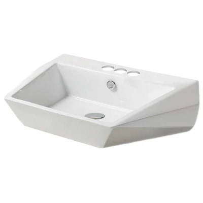 American Imaginations -in. W Above Counter White Bathroom Vessel Sink For 3H4-in. Center Drilling AI