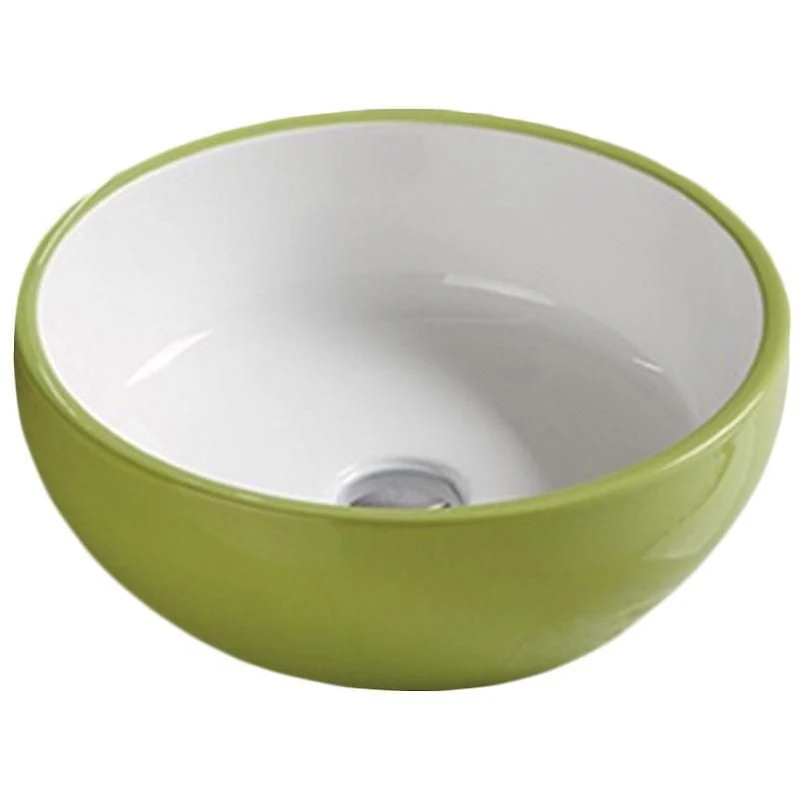 American Imaginations 16.14-in. W Above Counter Olive-White Bathroom Vessel Sink For Wall Mount Wall Mount Drilling AI-28378