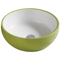 American Imaginations 16.14-in. W Above Counter Olive-White Bathroom Vessel Sink For Wall Mount Wall Mount Drilling AI-28378