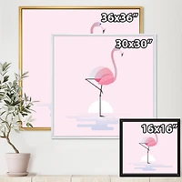 Designart Standing Pink Flamingo FLOAT FRAME WALL ART