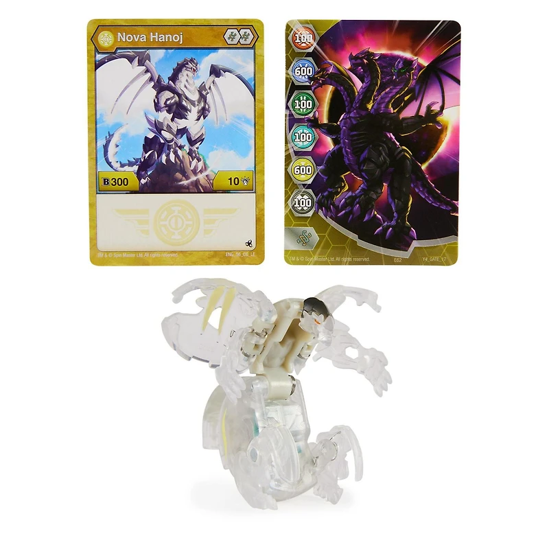 Bakugan Legends, Nova Bakugan, Hanoj, figurines articulées lumineuses Bakugan, 1 carte Personnage et carte Portail Métallique, jouets pour garçons à partir de 6 ans