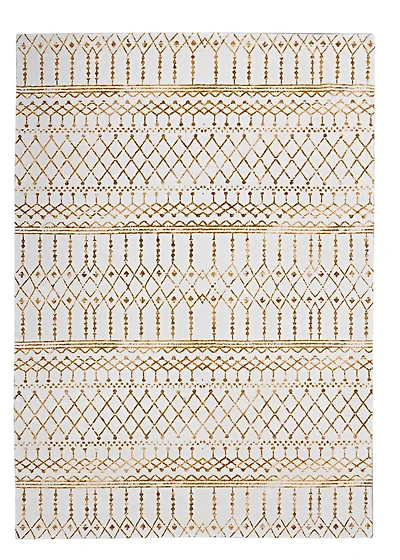 Tapis d'appoint Motif Faux Lapin Minear ivoire & or de 3 pi x 5 pi