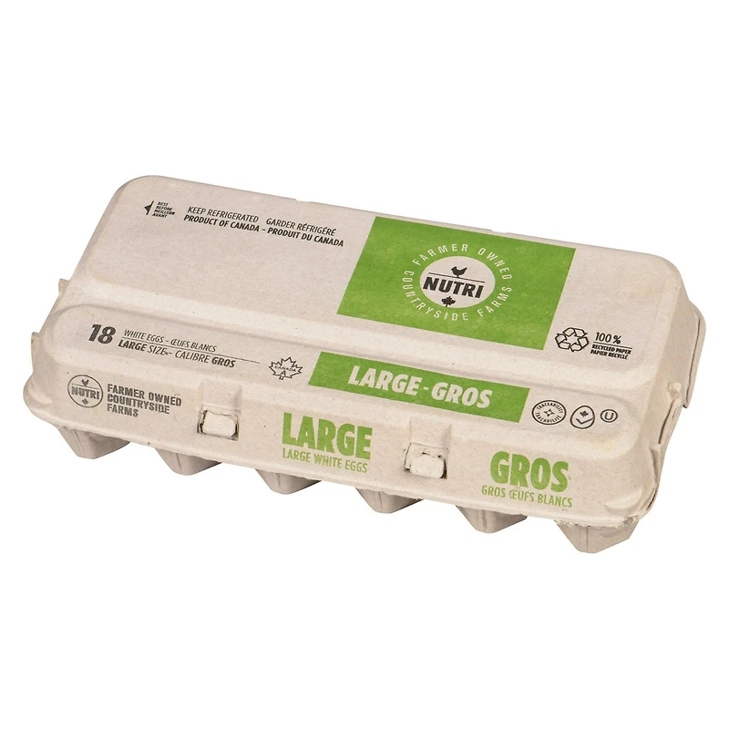Countryside Farms Large White Eggs, 18 Count