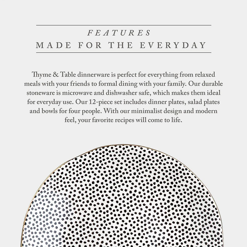 Service de vaisselle 12 pièces Thyme & Table, pois