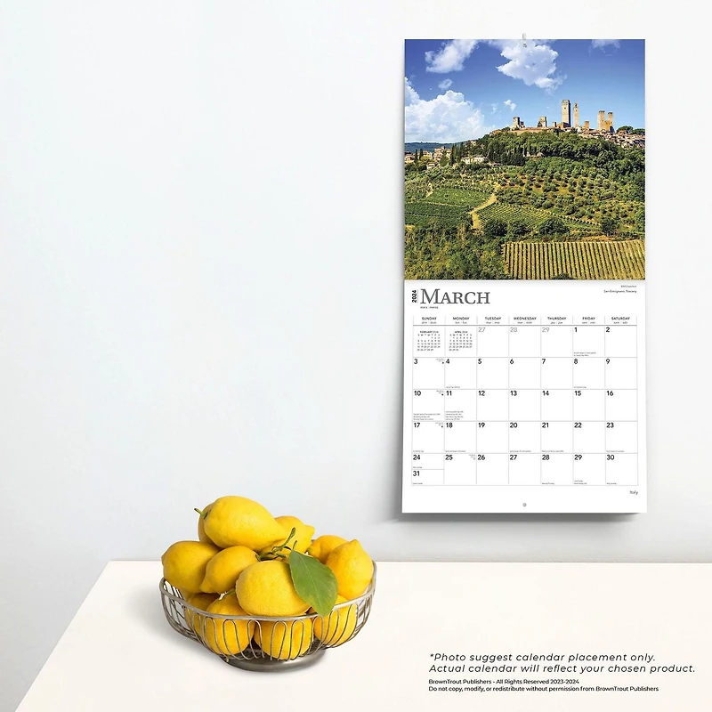 BrownTrout Italy 2024 12x24 Inch Square Wall Calendar, 9781975463311